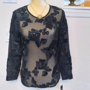 A.Z.I New York black lace blouse sz XS NWT